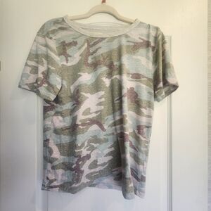 Thread & Supply Camouflage T-Shirt - Green, Brown, Cream Size M Guc